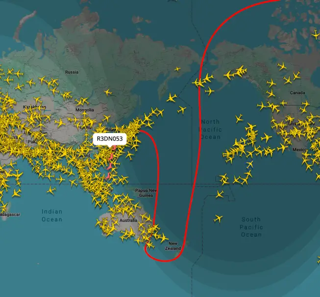 Santa's route so far (Flight Radar)