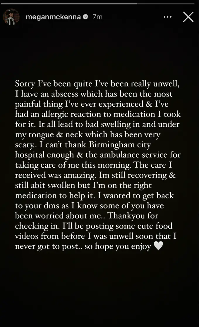 Megan McKenna shared her statement on social media. (Instagram/@meganmckenna)