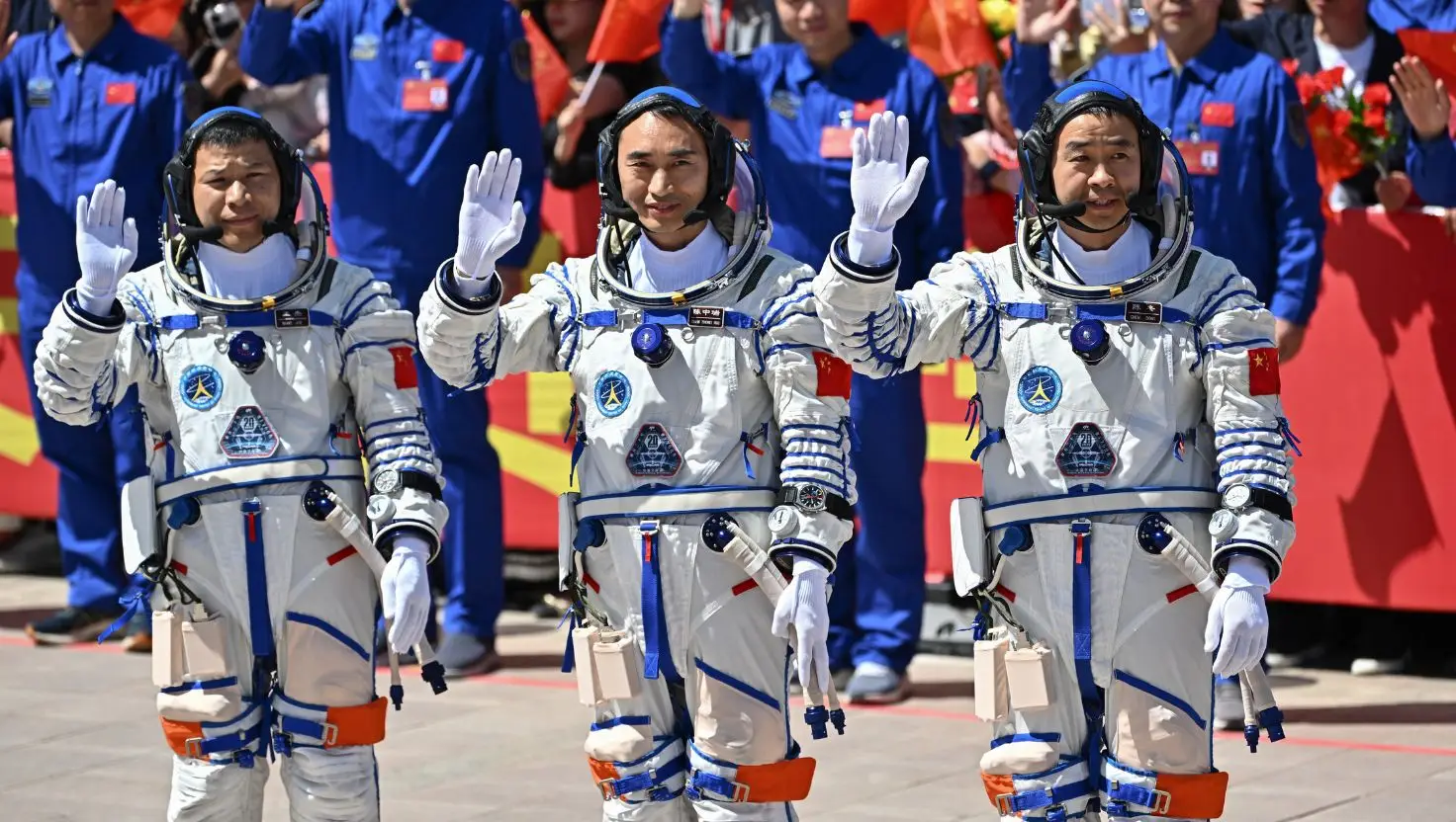 The Chinese taikonauts have been onboard the Tiangong space station since April (Chen Xiao/VCG via Getty Images)