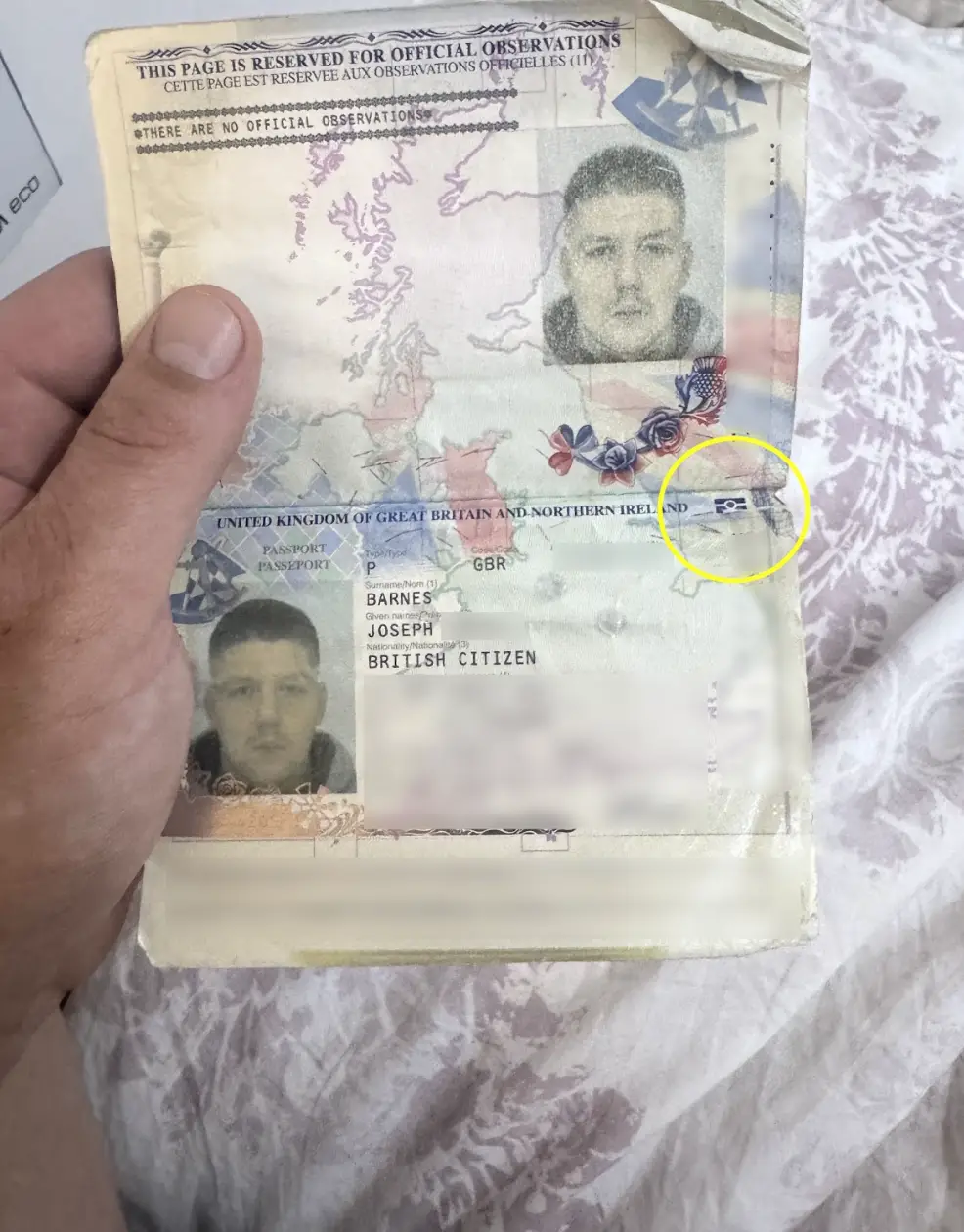 Joe's passport had a considerable tear (Kennedy News & Media)