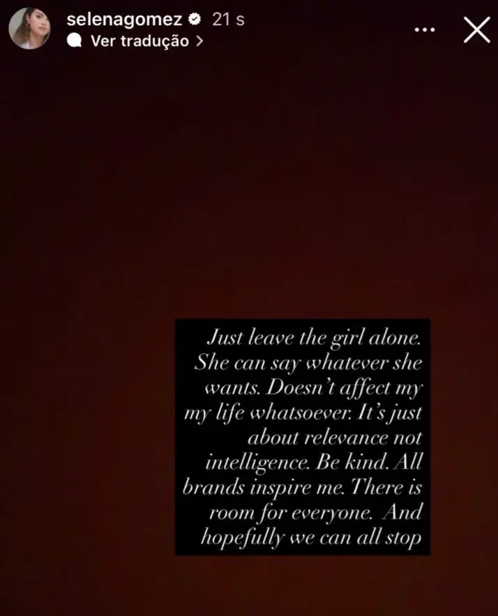 Selena issued a plea to her fans last week (Instagram/@selenagomez)