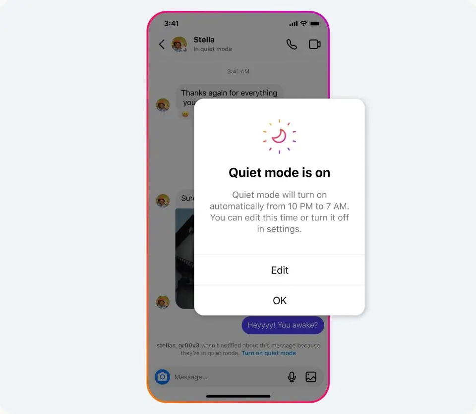 'Quiet Mode' is available now on Instagram.
