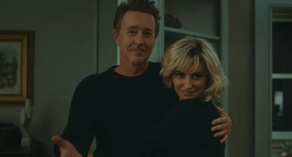 Pína and Hawk bring a radical non-judgmental attitude towards sex into Joe and Angela's life (A24)