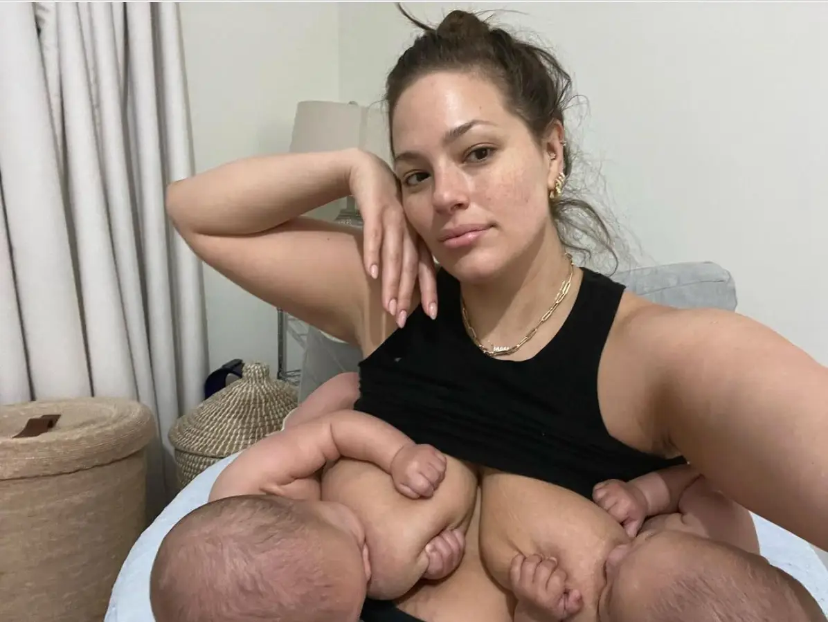 Ashley shared an Instagram post of her breastfeeding her twins.