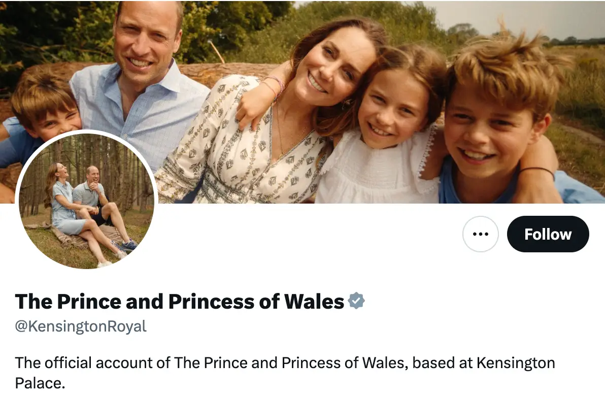 The social media accounts have had a refresh (X/@KensingtonRoyal)