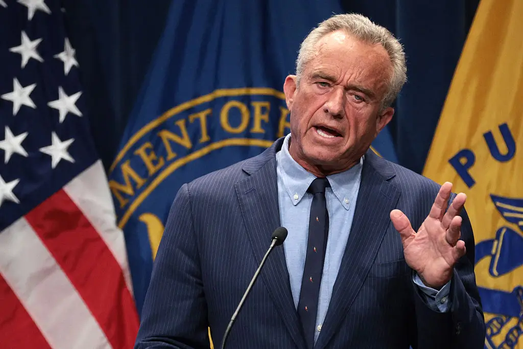 RFK Jr. made a series of totally false claims at a press conference on Wednesday (16 April) (Alex Wong / Staff / Getty Images)