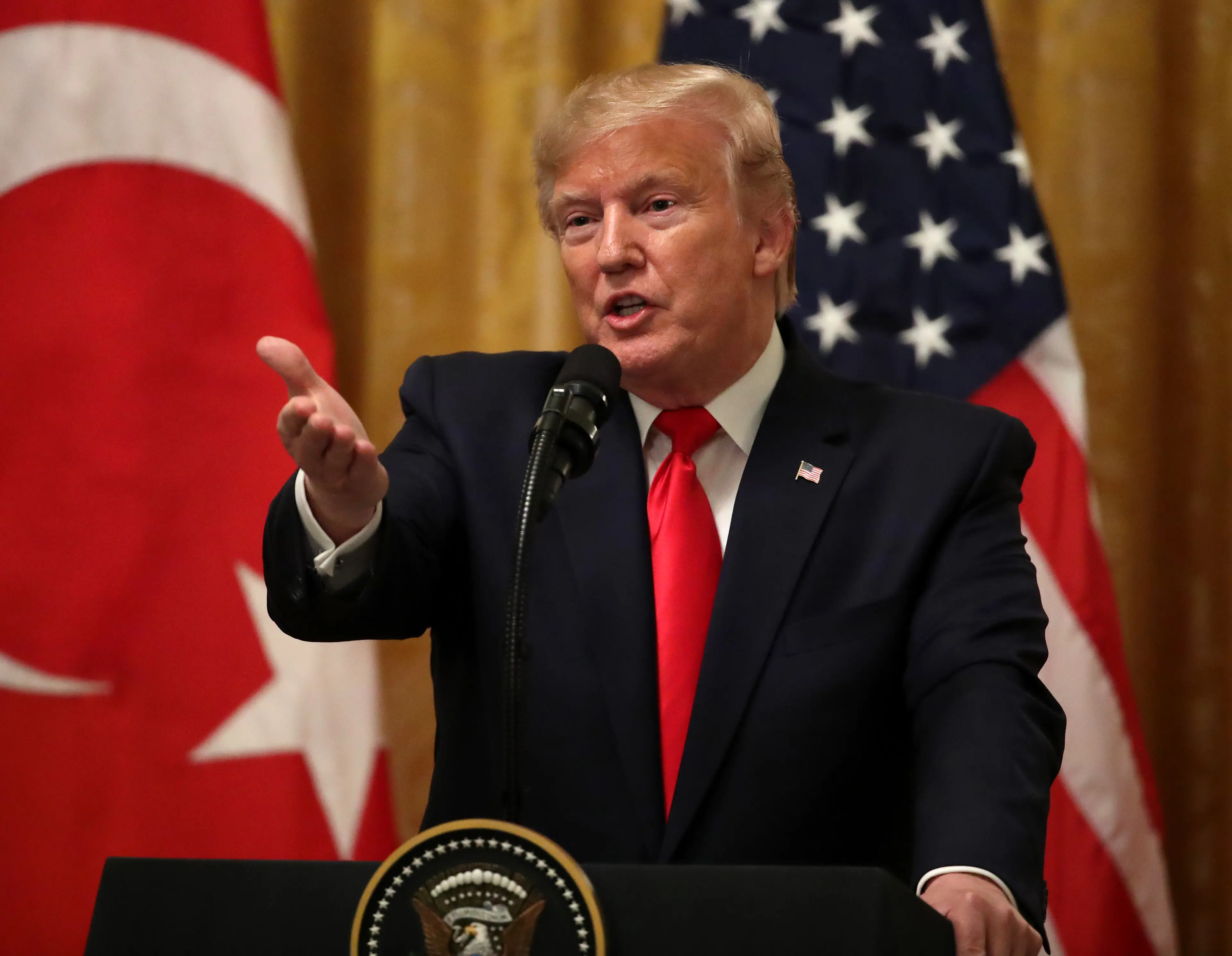 US President Donald Trump was previously accused of being an 'authoritarian dictator' after threatening to withhold funding if Mamdani were to be elected (Mark Wilson/Getty Images)