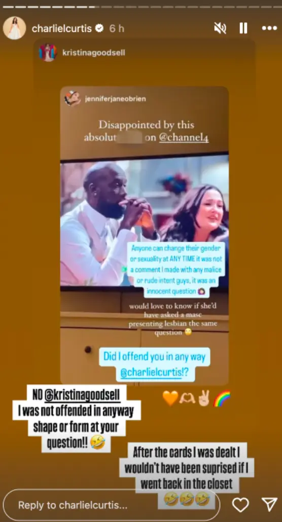 It seems Charlie wasn't offended at all (Instagram/@charlielcurtis)