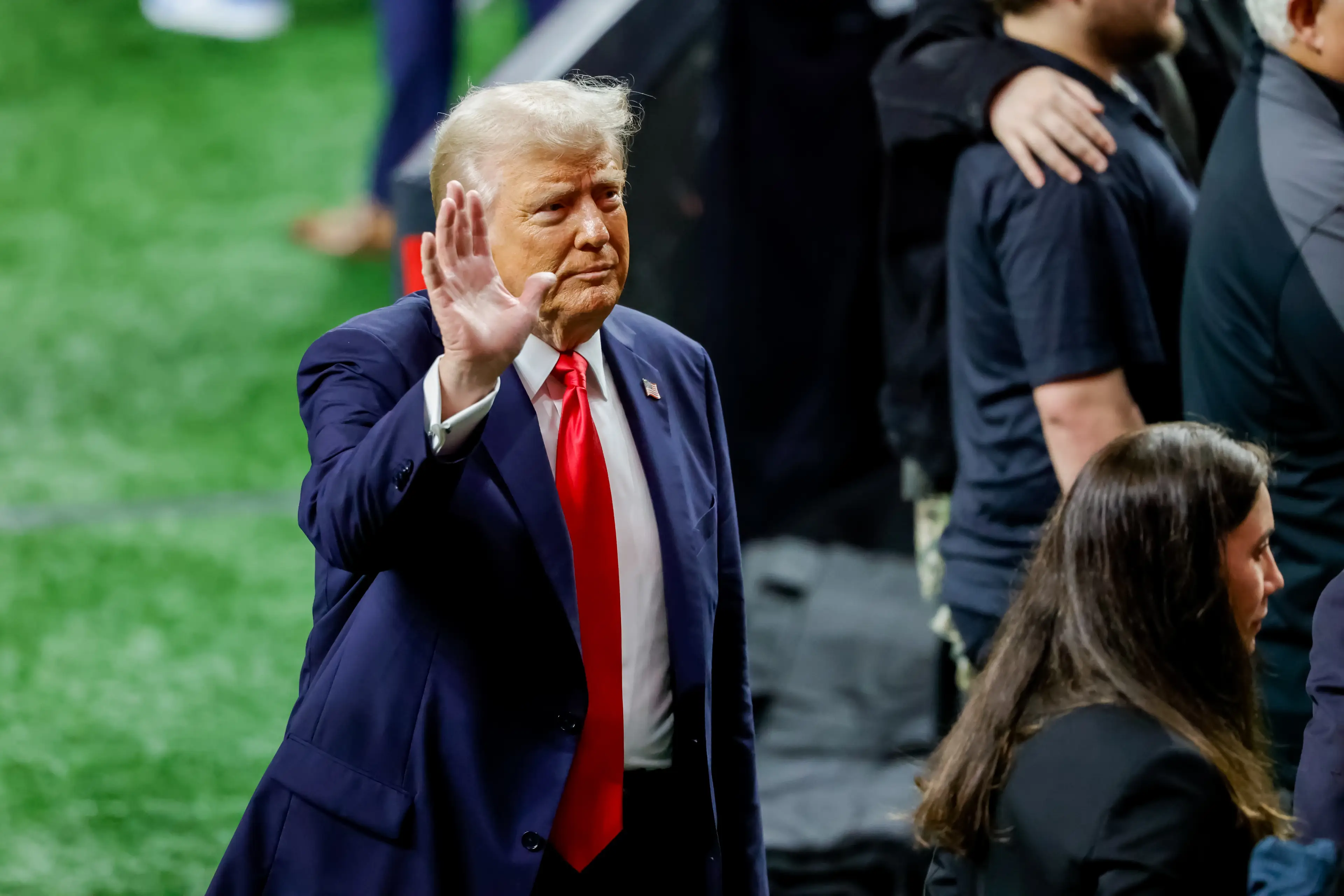 Fans think the rapper took a swipe at Donald Trump (Bob Kupbens/Icon Sportswire via Getty Images)