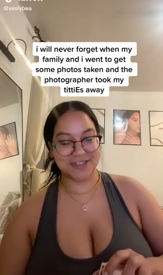 The TikToker shared her hilarious reaction to the photo.