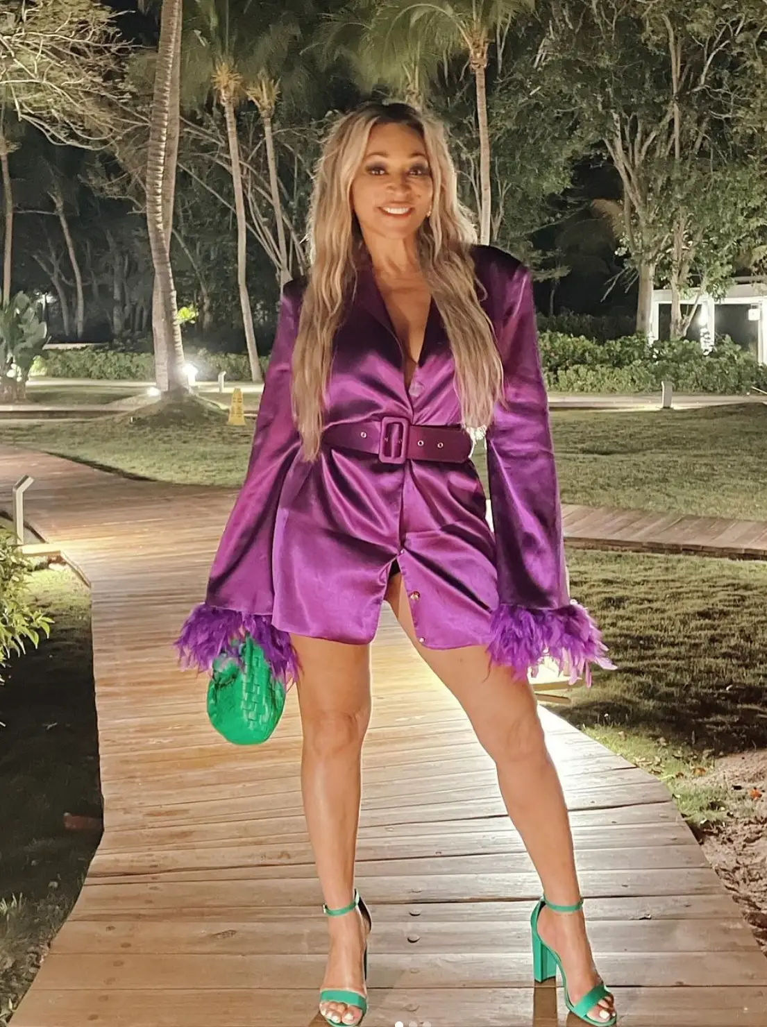 Karen Huger was involved in a single-car collision, according to officials.