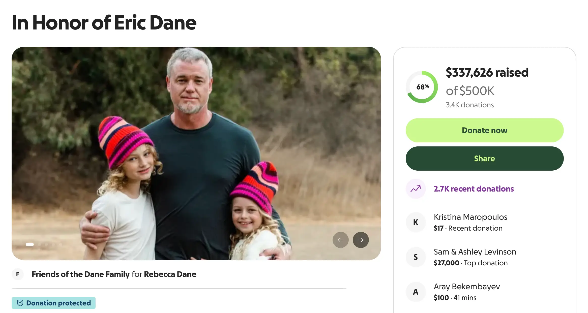 A GoFund Me page was set up 'in honour' of Dane (GoFundMe)