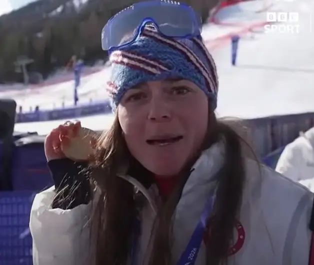 Breezy Johnson said her medal broke (BBC)