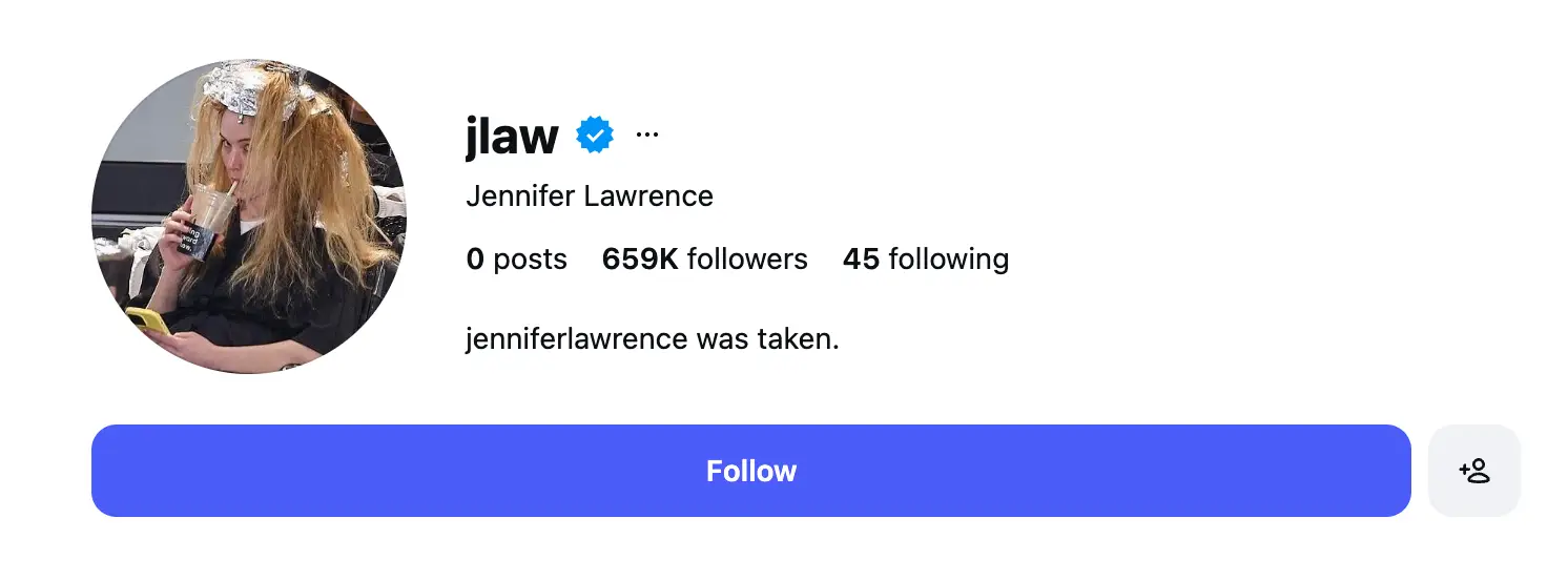 Fans are obsessing over Lawrence's 'iconic' Instagram bio (Instagram/@jlaw)