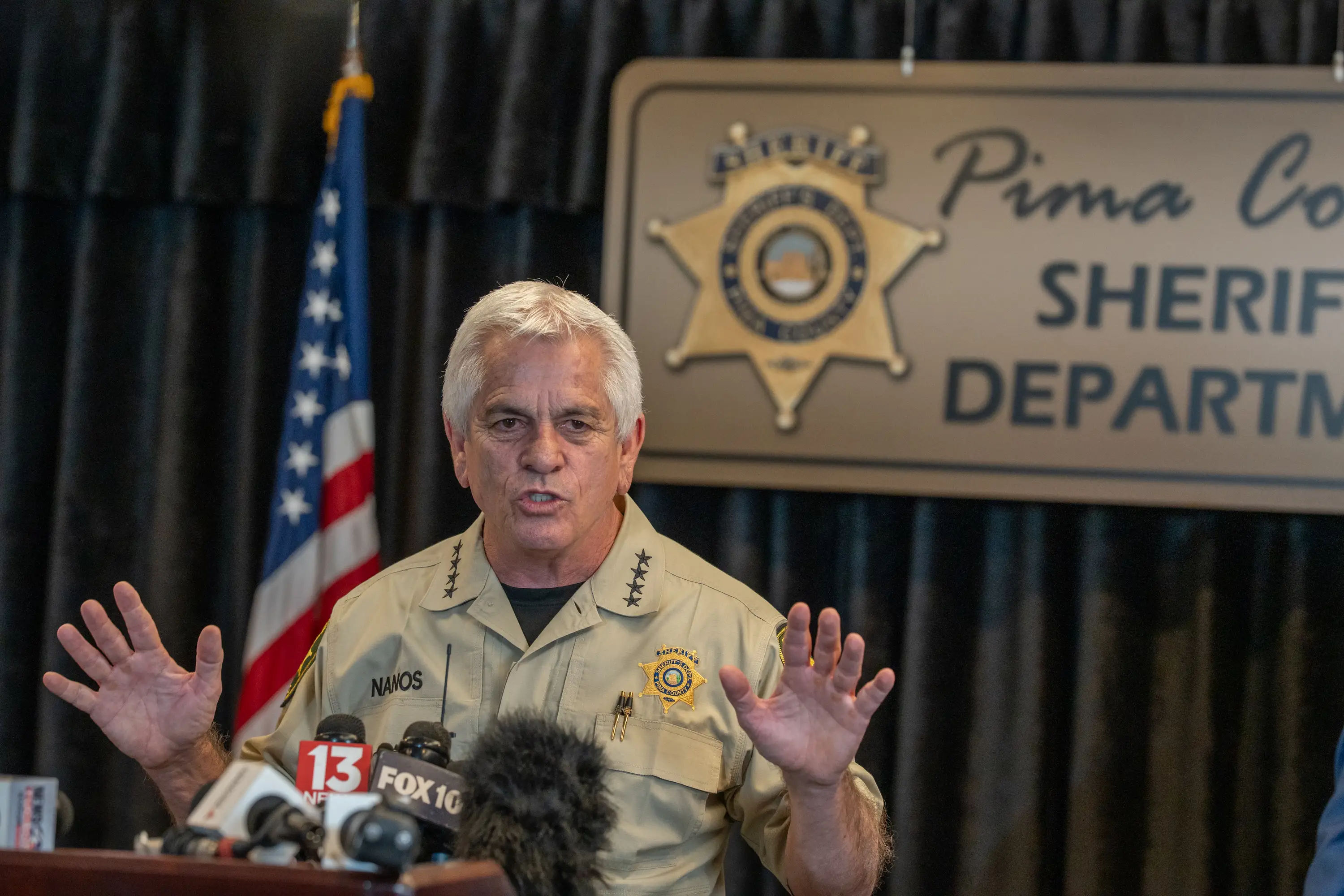 Sheriff Chris Nanos claimed his team have received 'hundreds of leads' (Jan Sonnenmair/Getty Images)