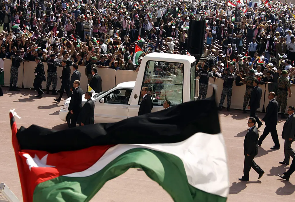 An example of a bullet-proof popemobile (PATRICK BAZ/AFP via Getty Images)