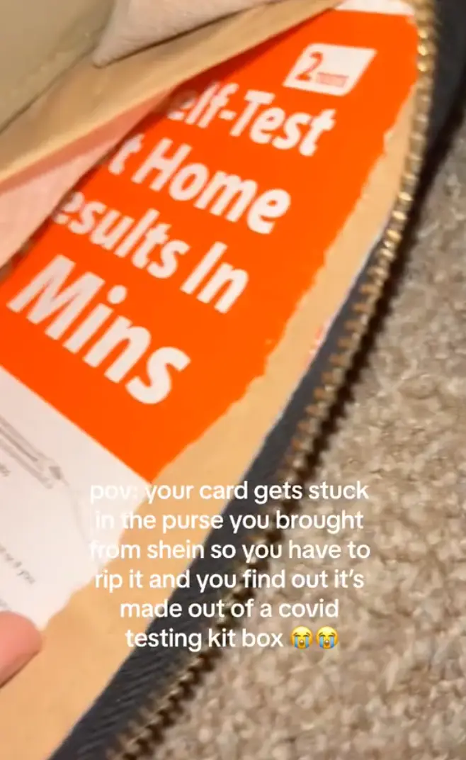 A disused COVID-19 testing box could be seen lining the accessory. (TikTok/@emperkyxxxx)