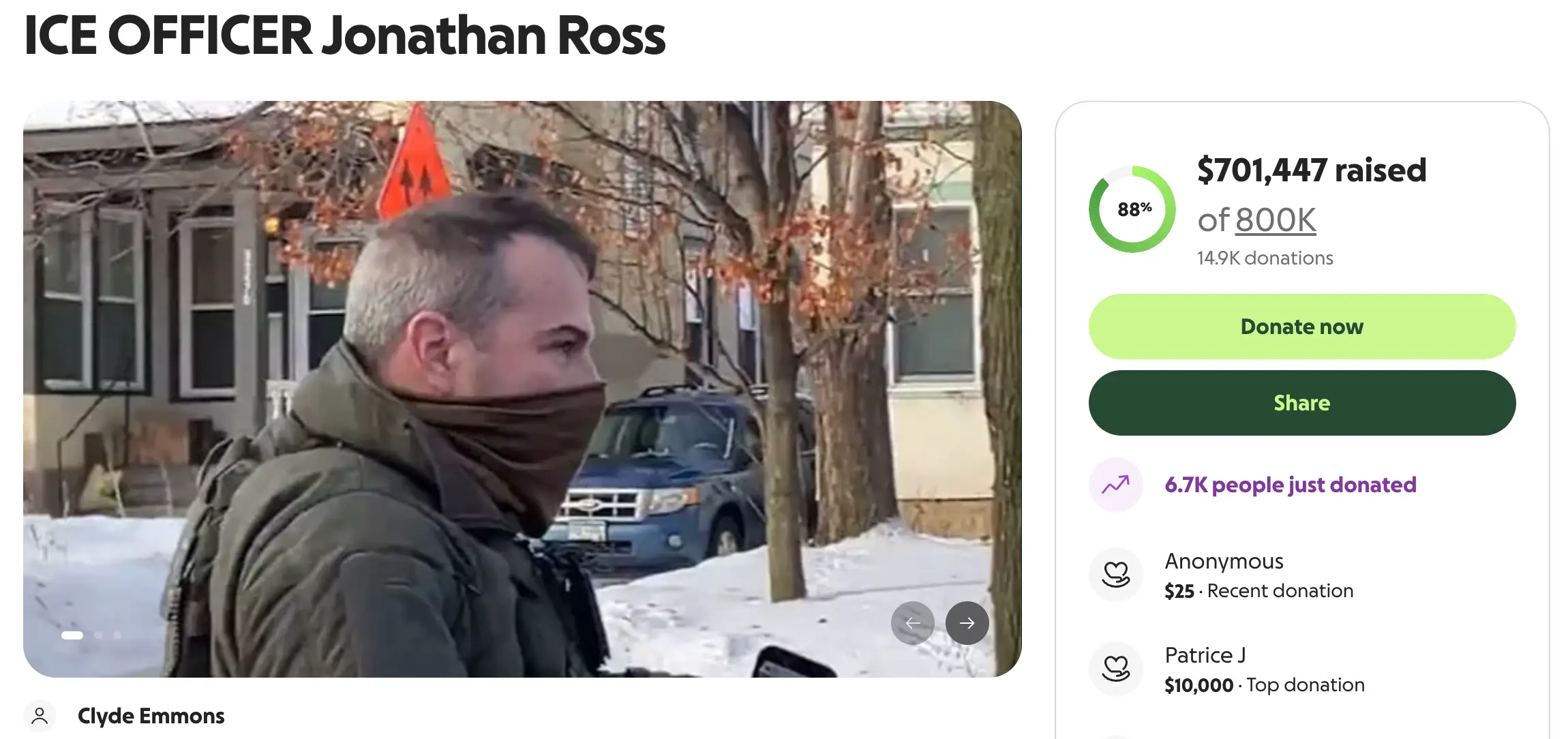 A fundraiser has since been set up for the ICE agent who is the subject of mass criticism online (GoFundMe)