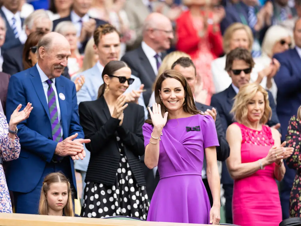 Kate Middleton attended this year's Wimbledon with her daughter, Charlotte, and sister, Pippa. (Simon Bruty/Anychance/Getty Images)