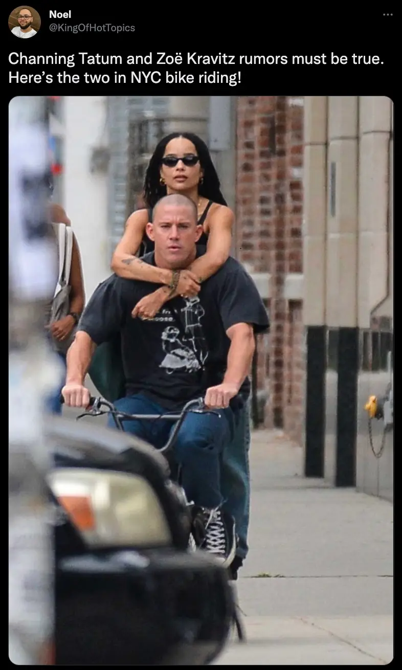 Channing Tatum gave Zoë Kravitz a lift on a bike which was about five sizes too small for him in August 2021.