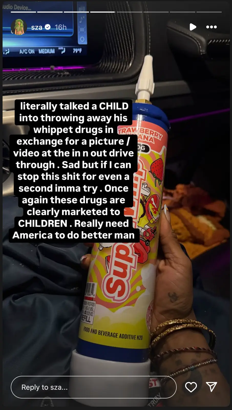 SZA recalled the encounter online (Instagram/@sza)