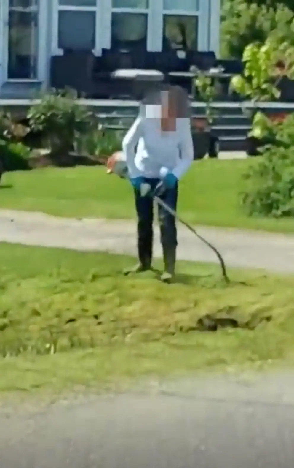 The 'Karen' refused to stop mowing, despite been politely asked by some of the guests.