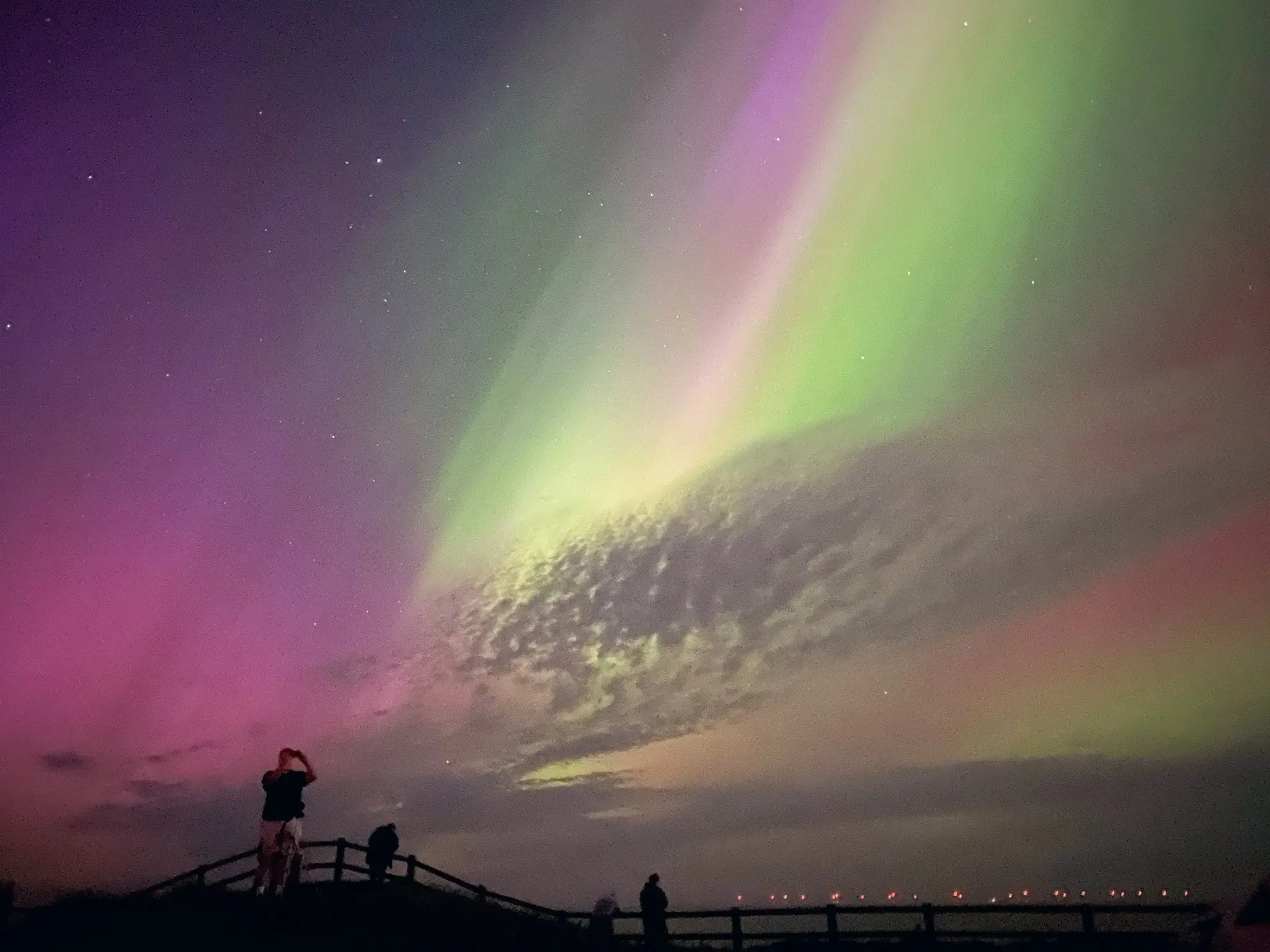The Northern Lights over Mappleton, East Yorkshire, this weekend (Sarah Sharpe/PA)