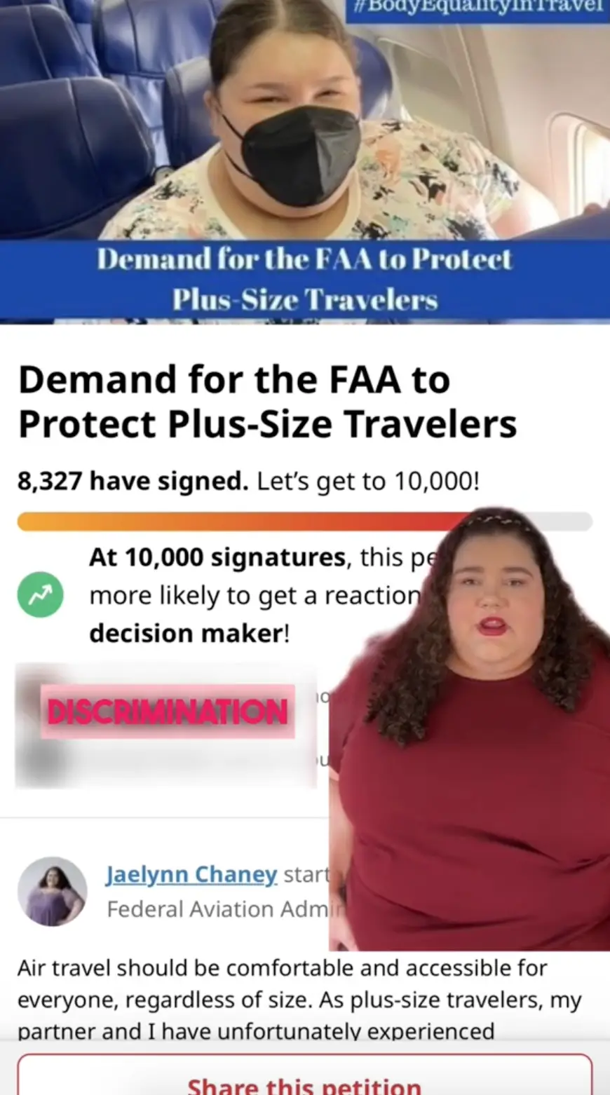 The woman has taken to TikTok to share her petition on the matter.