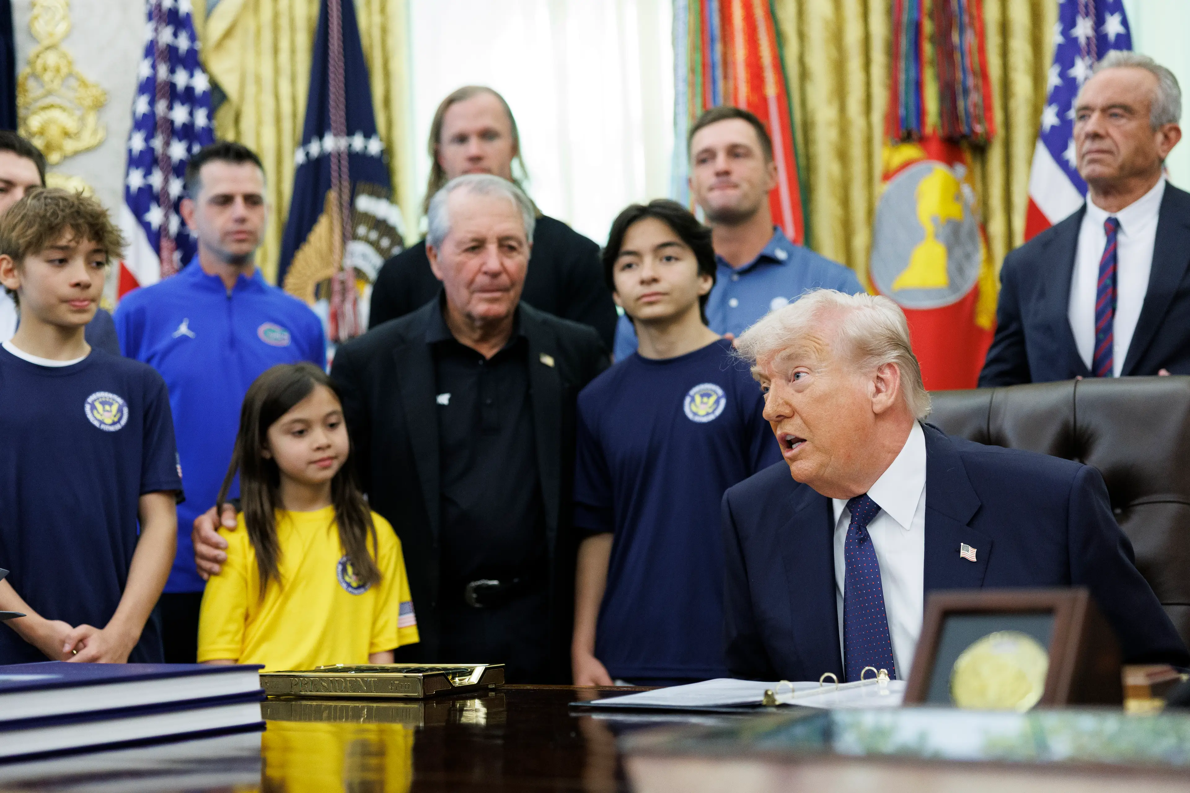 Trump spoke to a number of sports stars and aspiring athletes (Tom Brenner for The Washington Post via Getty Images/Pool)