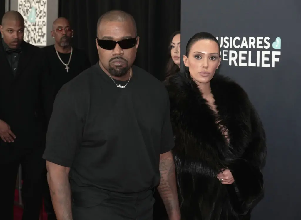 Kanye West and Bianca Censori arriving at the 2025 Grammys (Photo by Jeff Kravitz/FilmMagic)