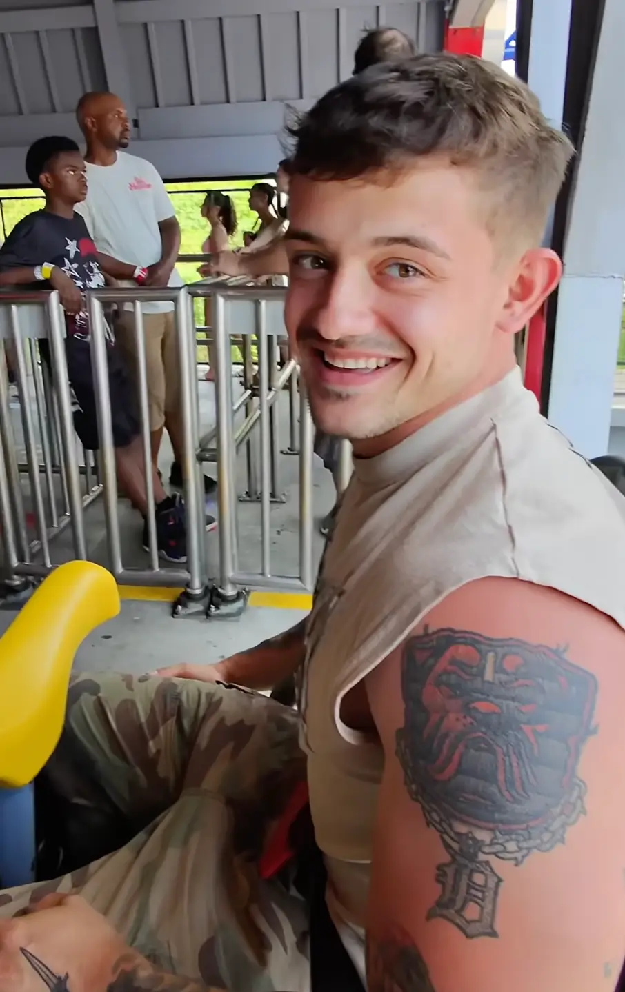 YouTuber Allen Ferrell has received a lifetime ban from Six Flags theme parks after eating chicken nuggets on a roller coaster (YouTube/@itsallenferrell)