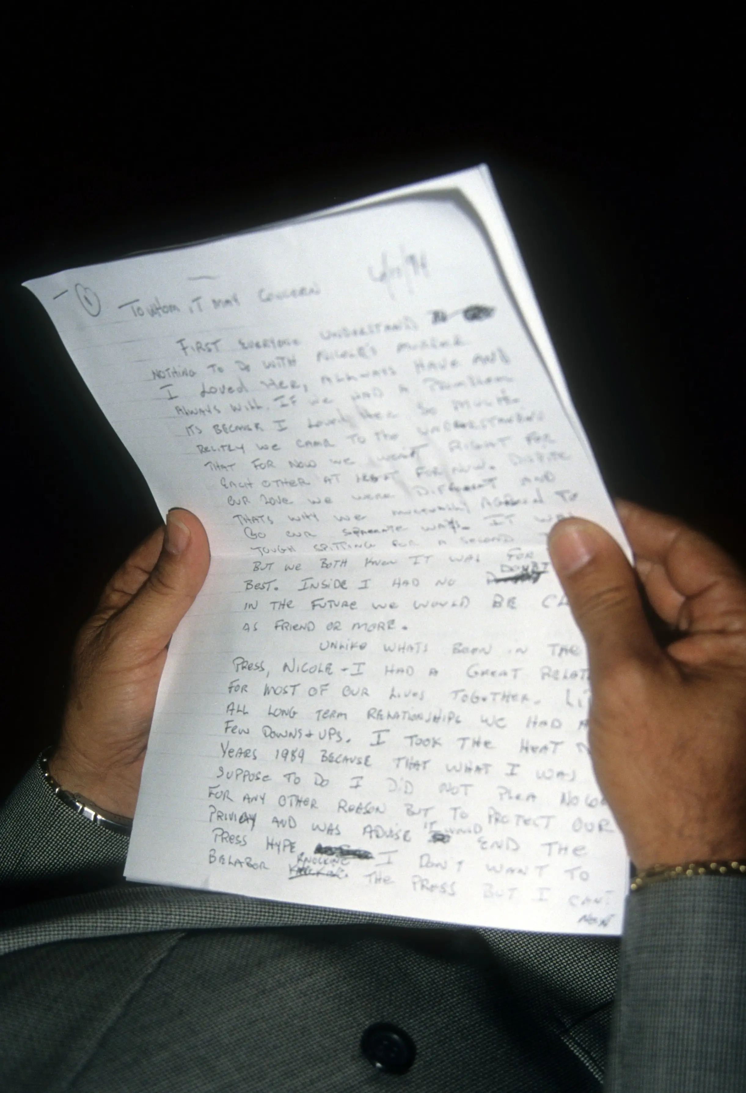 O.J. wrote a note prior to his arrest (Vinnie Zuffante/Getty Images)