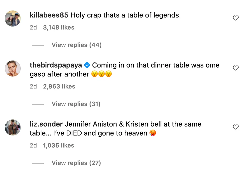 People are calling the dinner party a 'table of legends'.