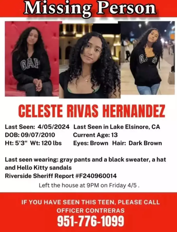 Celeste Rivas' family previously filed a missing person report (Handout)