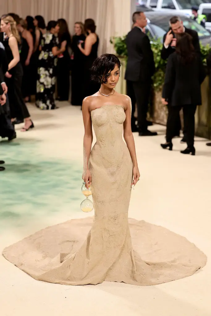 Tyla's dress was designed by Balmain (Theo Wargo/GA/The Hollywood Reporter via Getty Images)