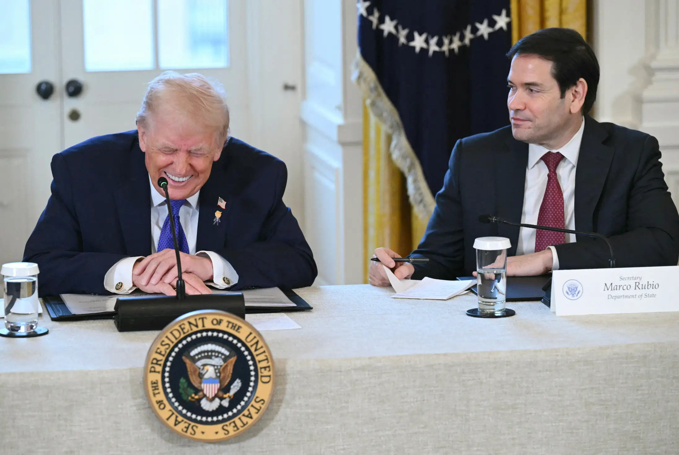 Trump awkwardly put Marco Rubio on the spot during a televised press conference (SAUL LOEB / AFP via Getty Images)