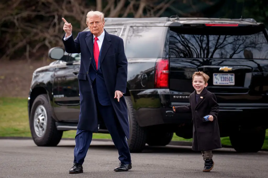 Trump and X Æ A-Xii were photographed together on Friday on the White House lawn (Andrew Harnik/Getty Images)