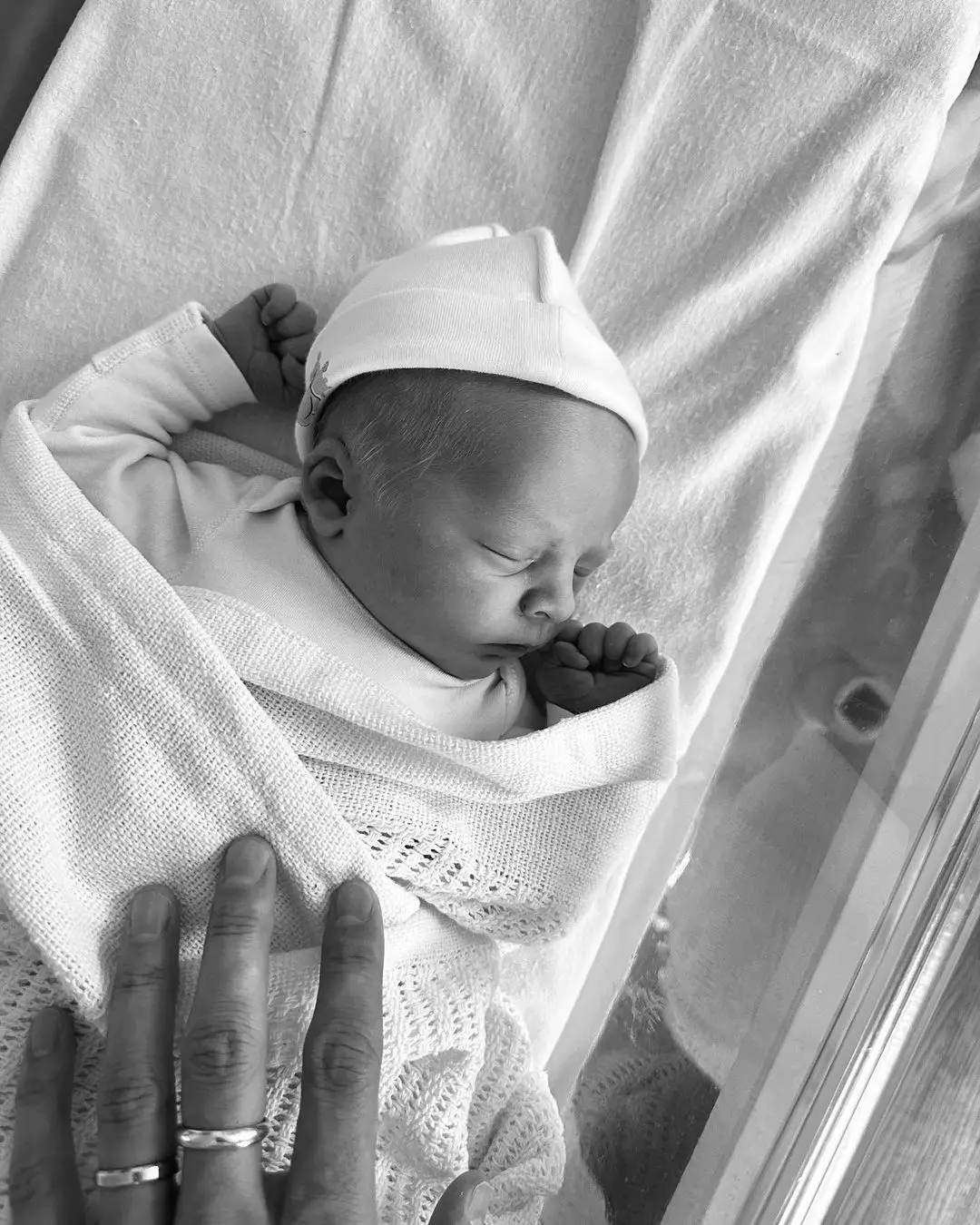 Sarah Tarleton posted the first snap of their son on Instagram.