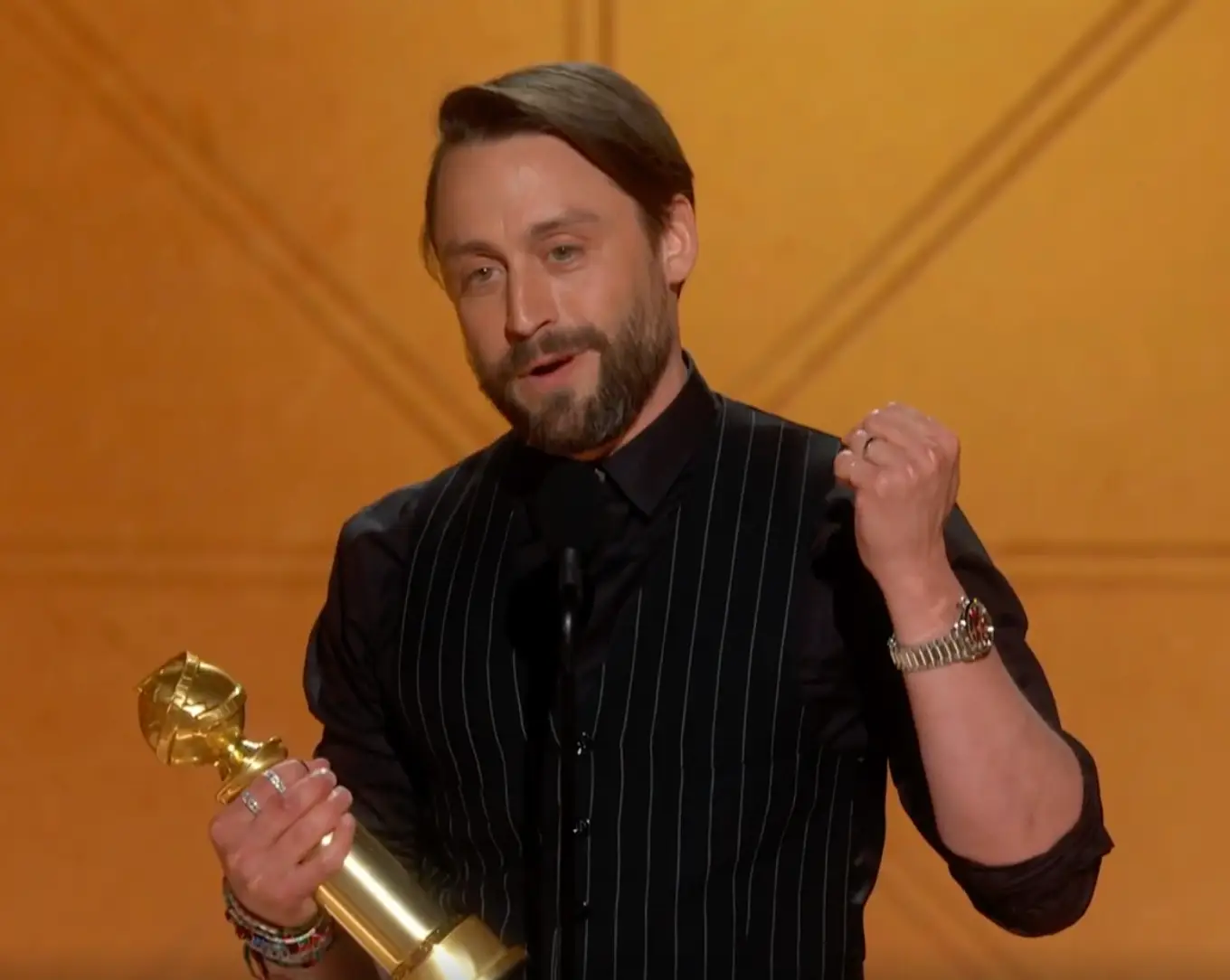 Kieran Culkin at the Golden Globes 2025 (CBS)