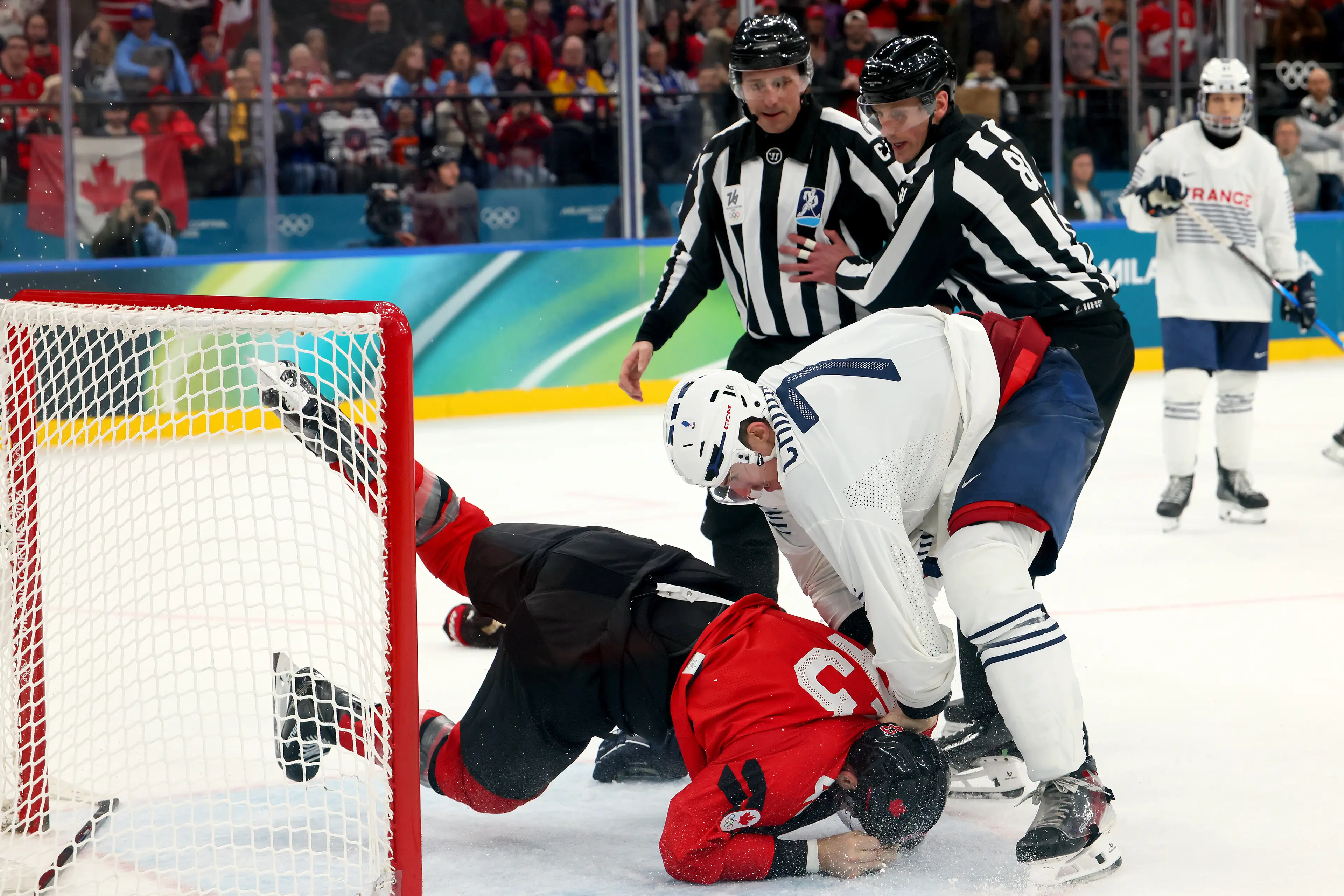 The pair were subsequently sent off (Bruce Bennett/Getty Images)