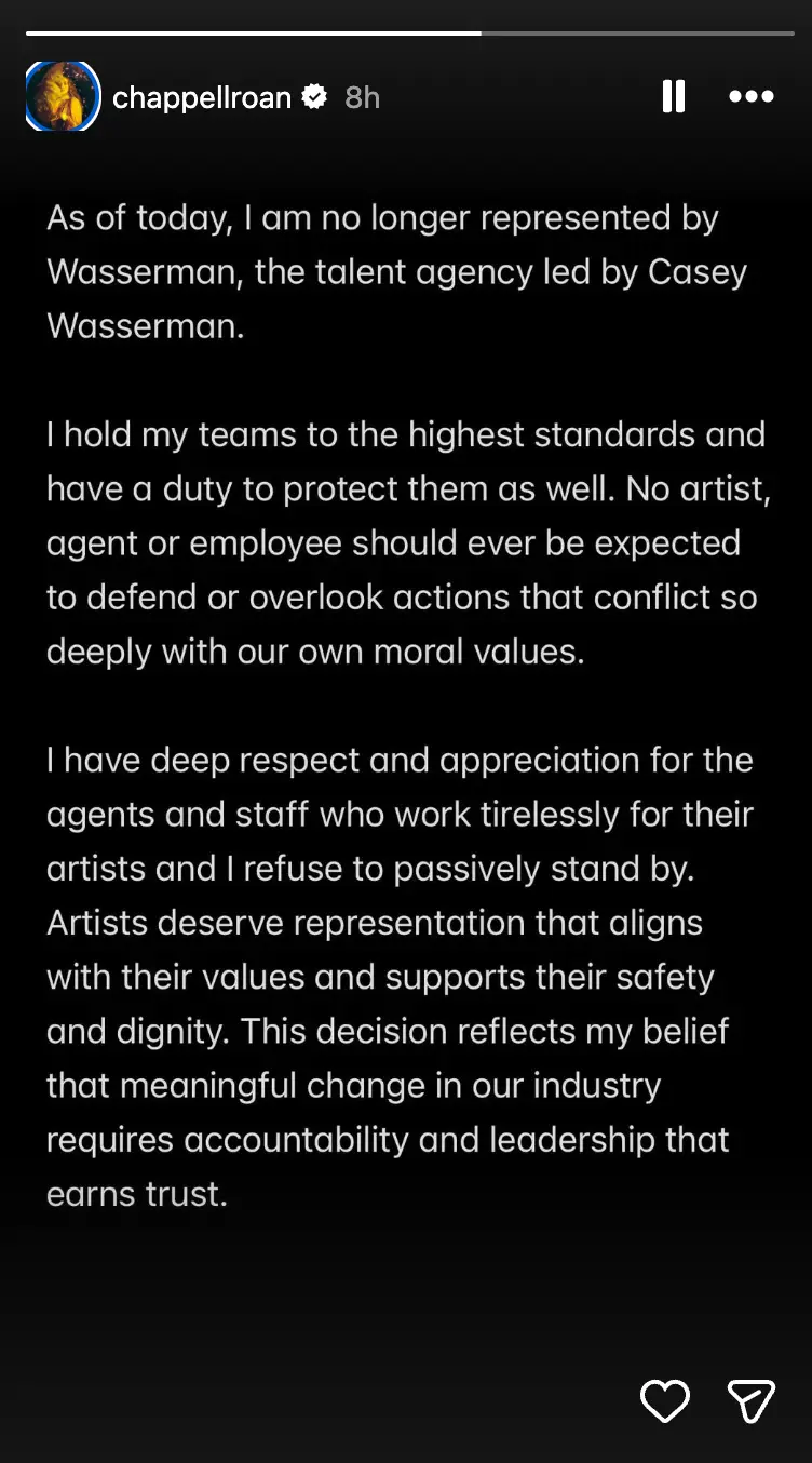 Roan didn't mention the Epstein files in her social media statement (Instagram/@chappellroan)