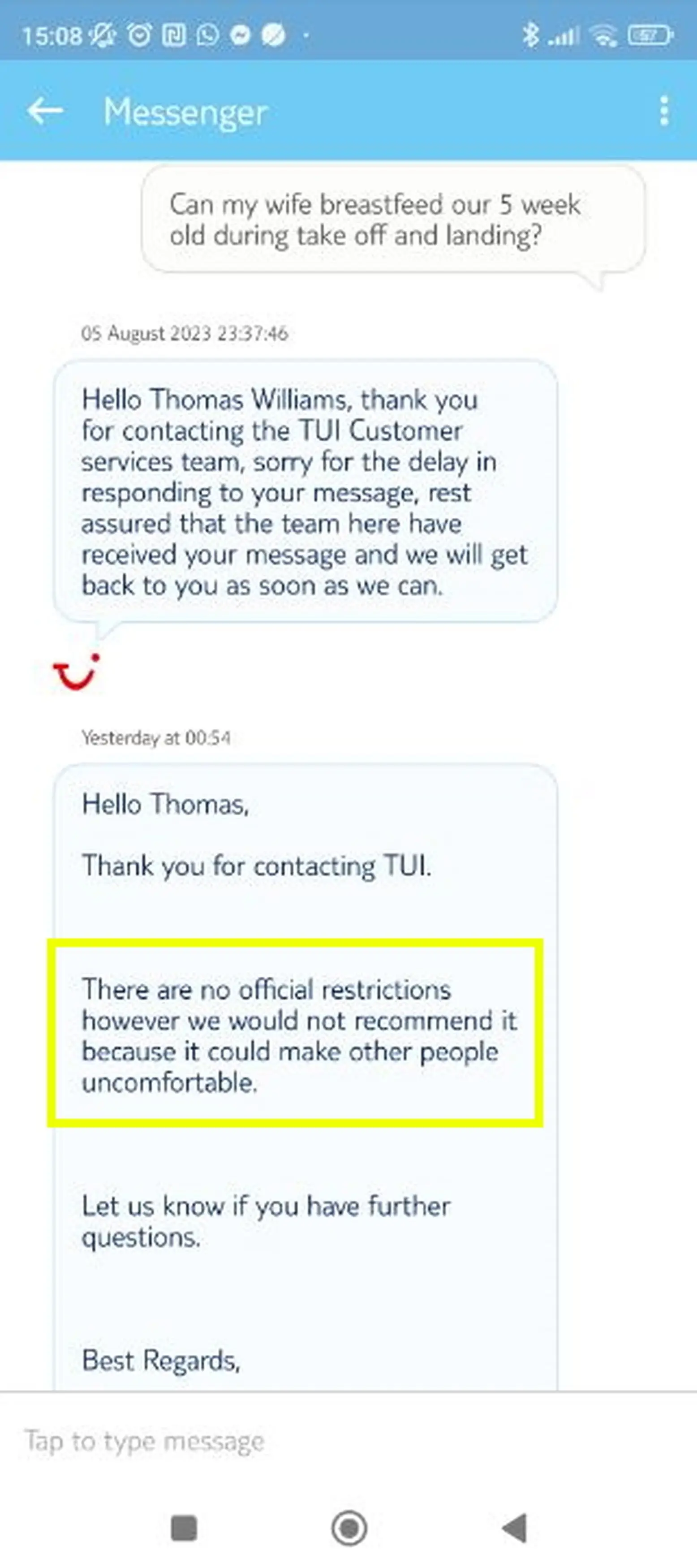 Chelsea was 'gobsmacked' by the response she received.