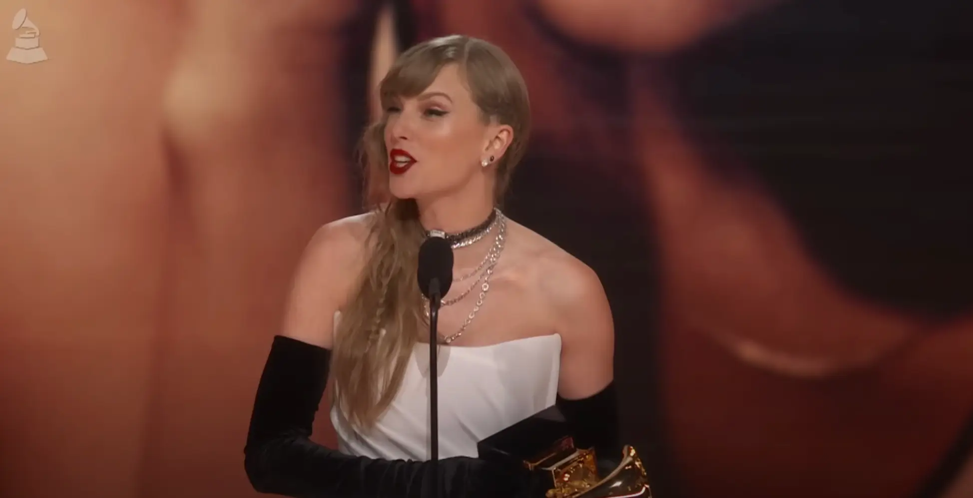 Taylor discussed her upcoming album at the GRAMMYs.