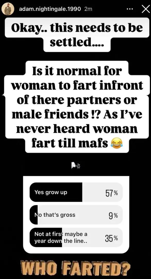 Adam shared a poll on his Instagram (Instagram/@adam.nightingale.1990)