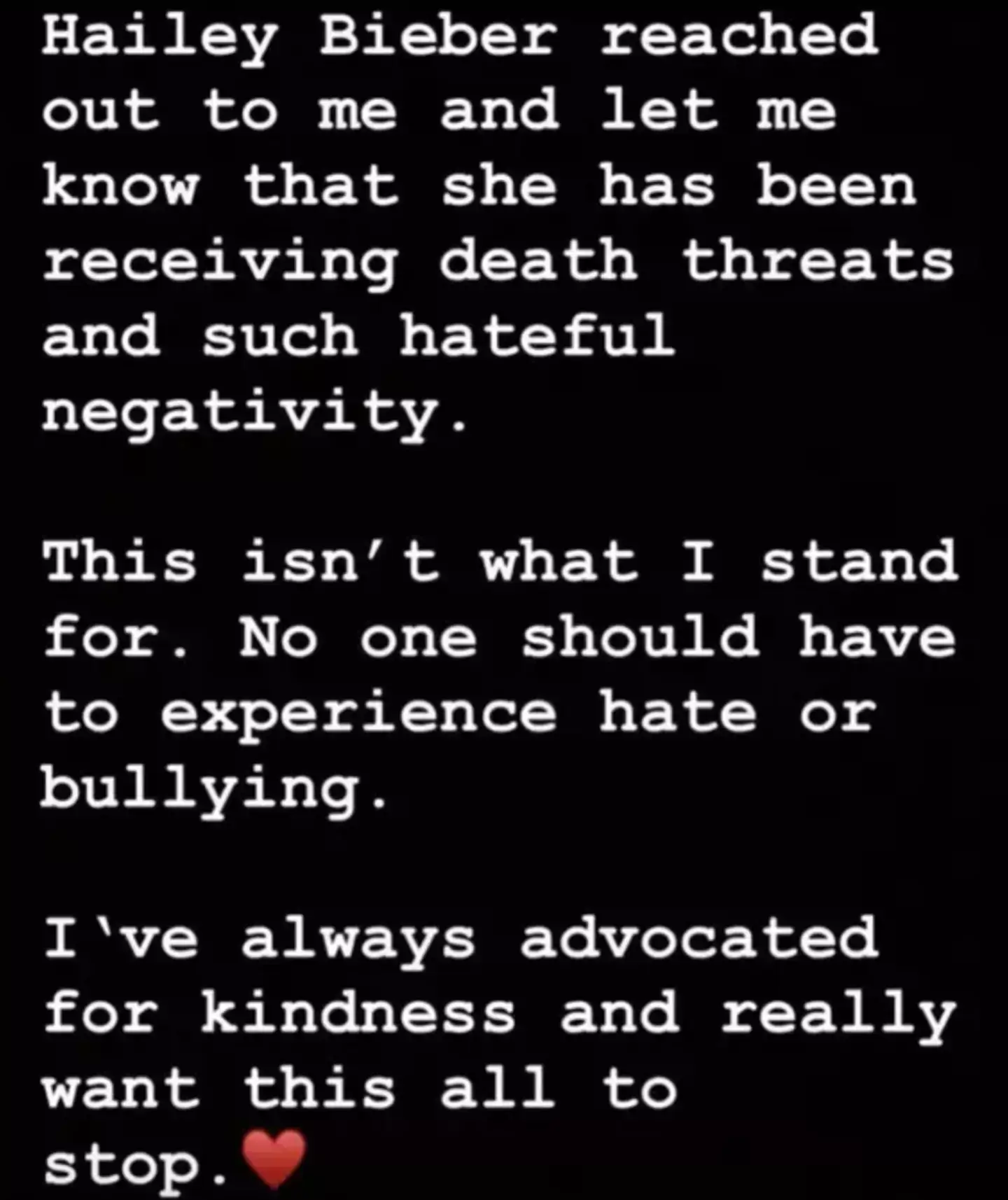 Selena shared a statement on Instagram (Instagram/@selenagomez)