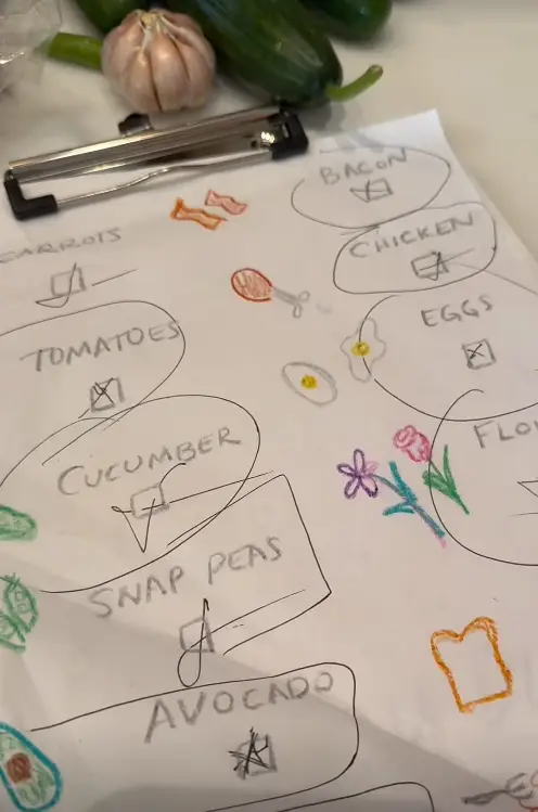 Meghan also shared a shopping list presumably written by Lilibet (Instagram/@meghan)