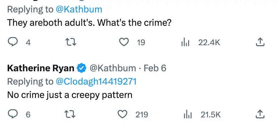 Ryan branded DiCaprio's behaviour 'creepy'.