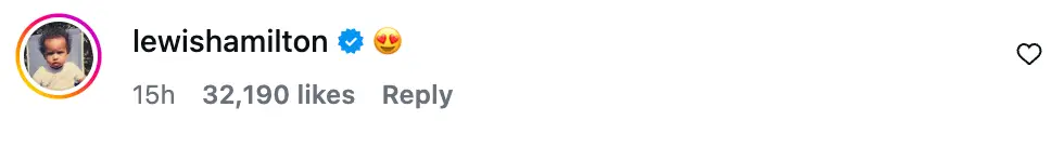 The F1 driver left a flirty comment on the reality star's Instagram post (Instagram)