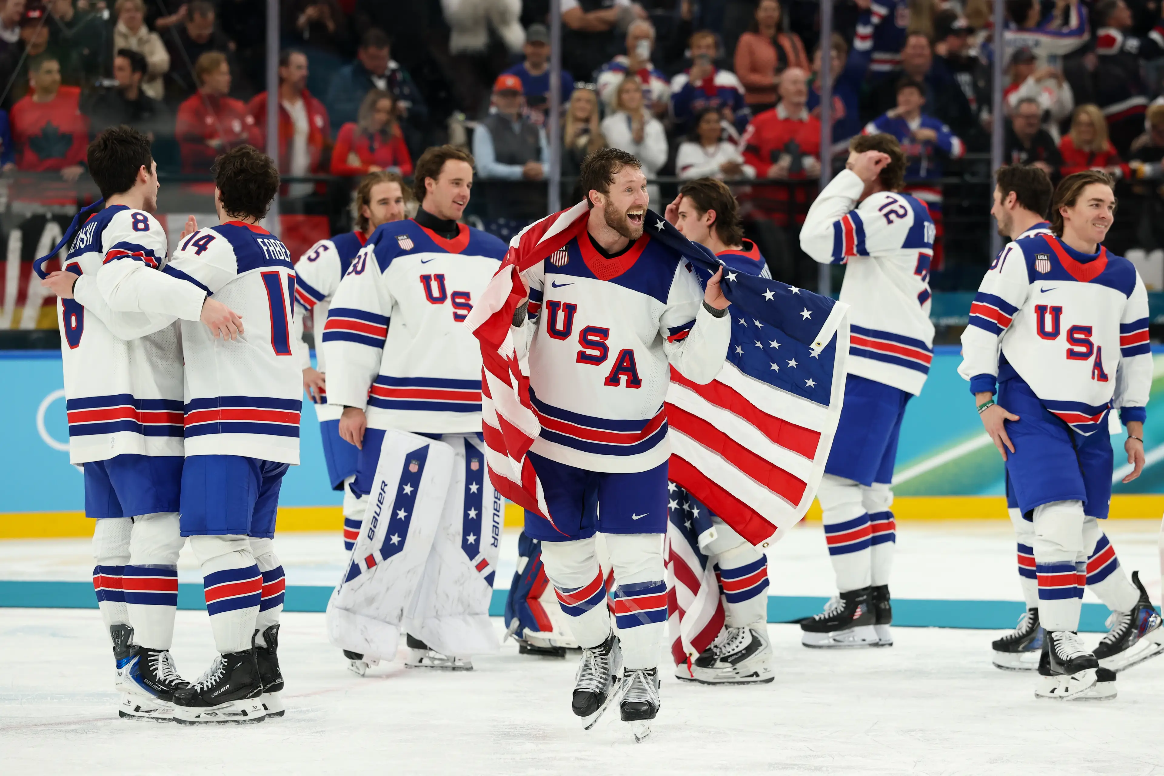 Five members of the men's US Olympic hockey team declined Donald Trump's White House invite (Catherine Steenkeste/Getty Images)