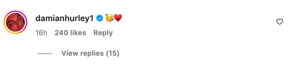 Model Damian Hurley, 23, has shared his thoughts on his mum's new romance with Cyrus (Instagram/@damianhurley1)